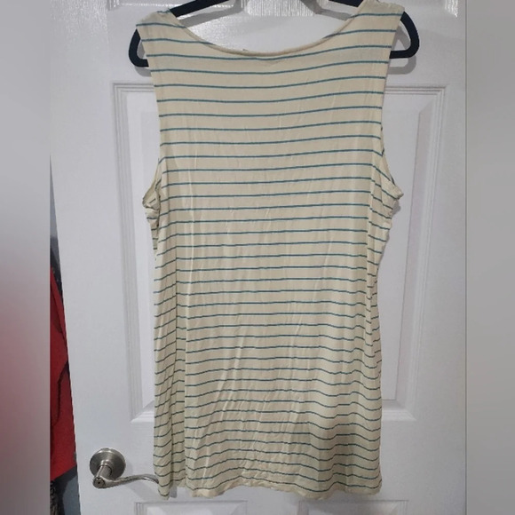 LOGO Lori Goldstein Cream & Blue Striped Tank Top in Size XL - Picture 7 of 8